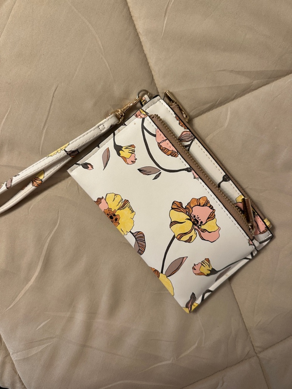 A New Day White Floral Wristlet